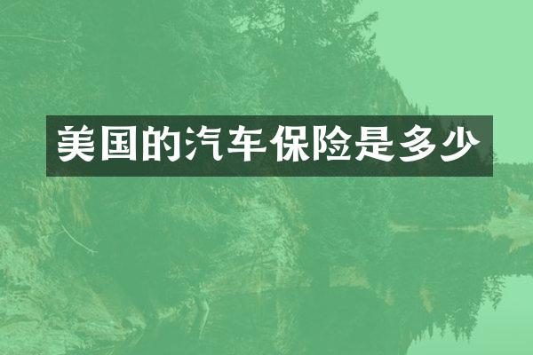 美国的汽车保险是多少