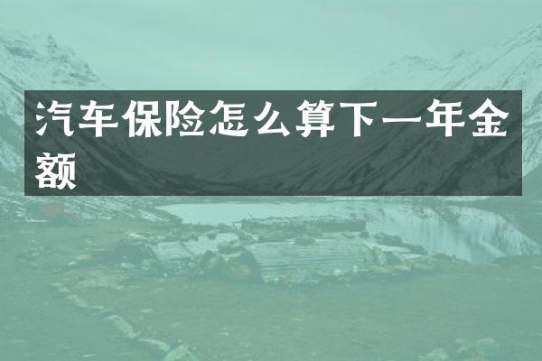 汽车保险怎么算下一年金额