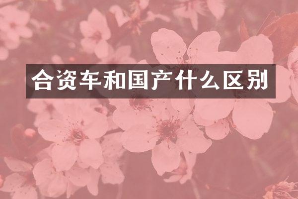 合资车和国产什么区别