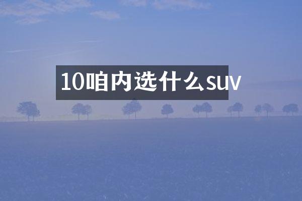 10咱内选什么suv