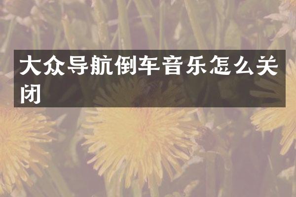 大众导航倒车音乐怎么关闭