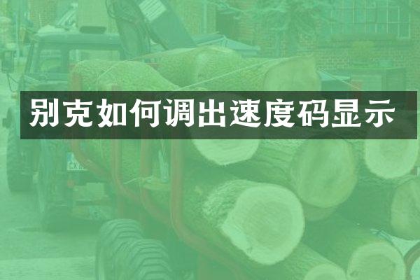 别克如何调出速度码显示