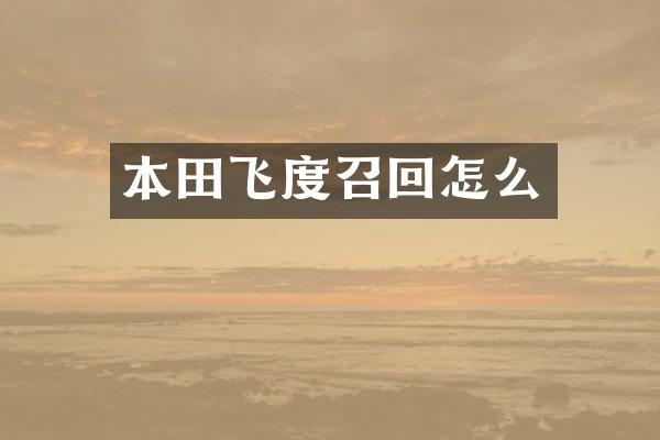 本田飞度召回怎么