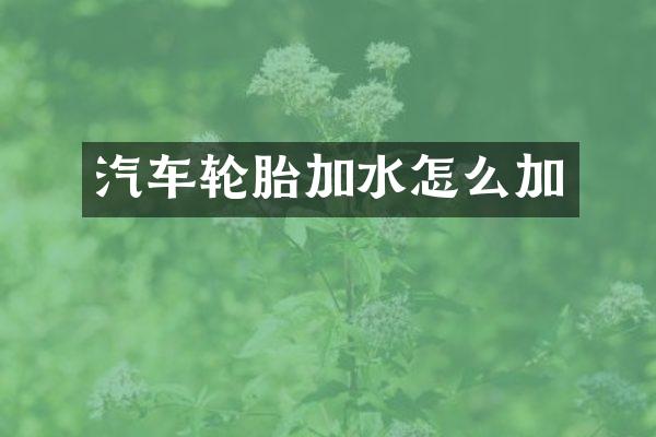 汽车轮胎加水怎么加