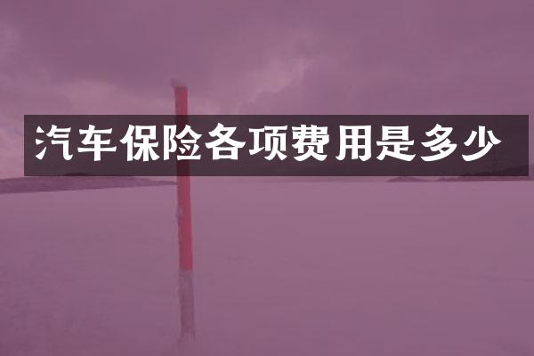 汽车保险各项费用是多少