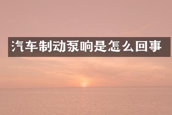 汽车制动泵响是怎么回事