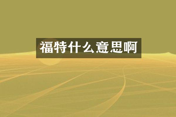 福特什么意思啊