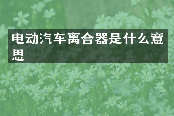 电动汽车离合器是什么意思