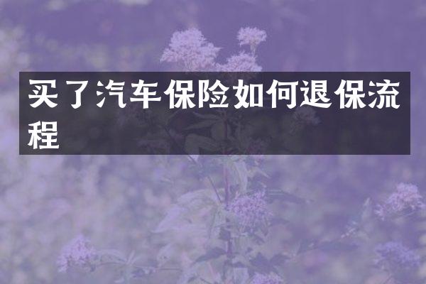 买了汽车保险如何退保流程