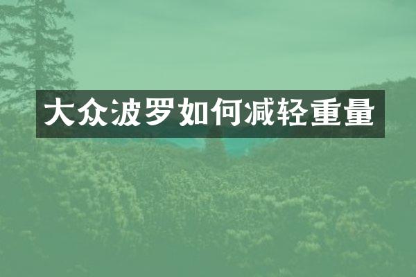 大众波罗如何减轻重量