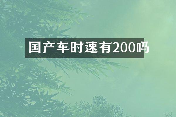 国产车时速有200吗