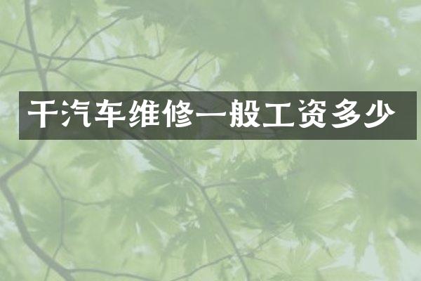 干汽车维修一般工资多少