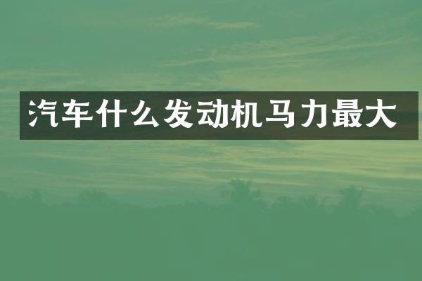 汽车什么发动机马力最大
