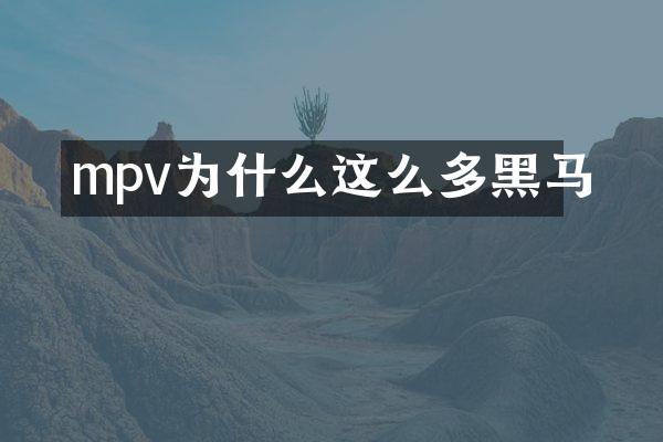 mpv为什么这么多黑马