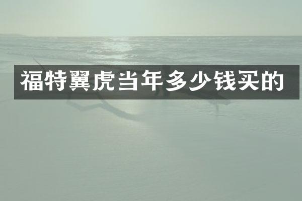 福特翼虎当年多少钱买的