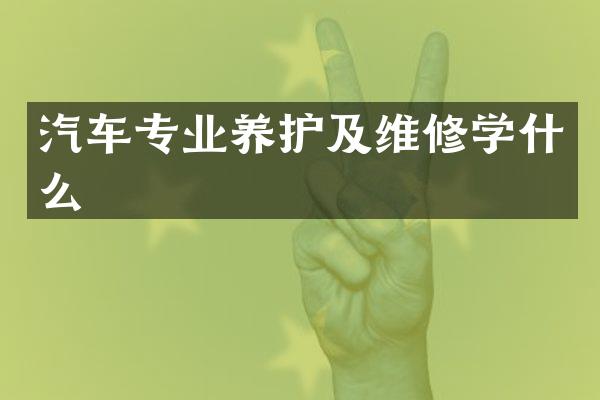 汽车专业养护及维修学什么