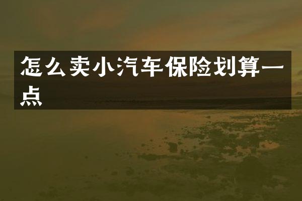 怎么卖小汽车保险划算一点