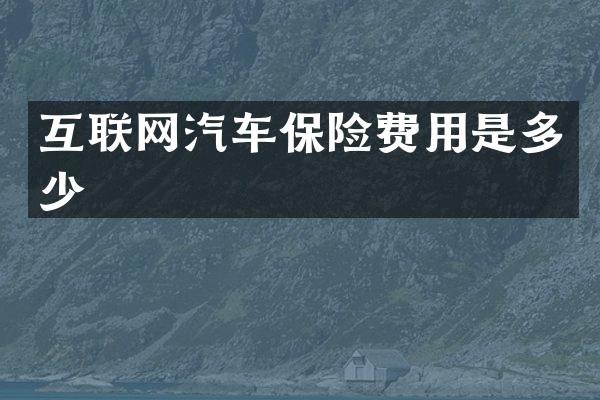 互联网汽车保险费用是多少