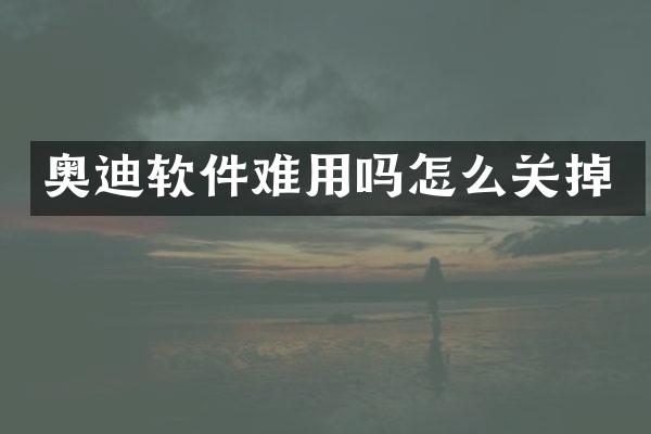 奥迪软件难用吗怎么关掉