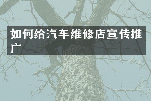 如何给汽车维修店宣传推广