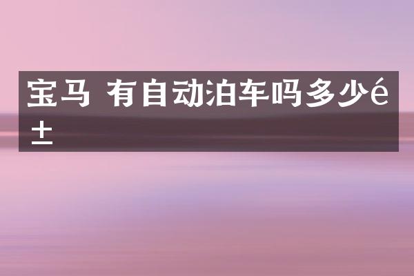 宝马 有自动泊车吗多少钱