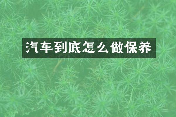 汽车到底怎么做保养