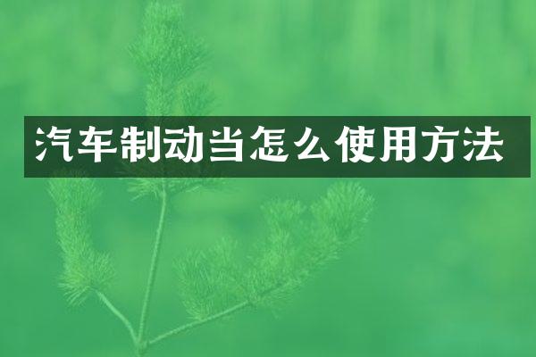 汽车制动当怎么使用方法