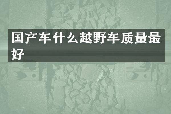 国产车什么越野车质量最好