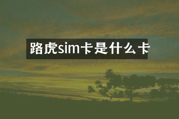 路虎sim卡是什么卡