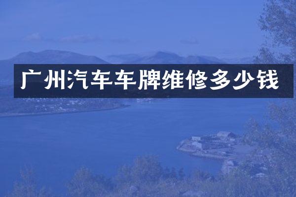 广州汽车车牌维修多少钱