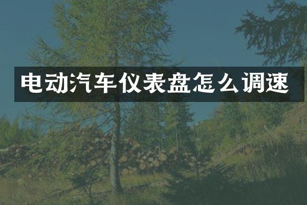 电动汽车仪表盘怎么调速