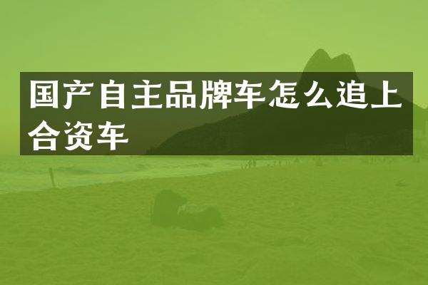 国产自主品牌车怎么追上合资车