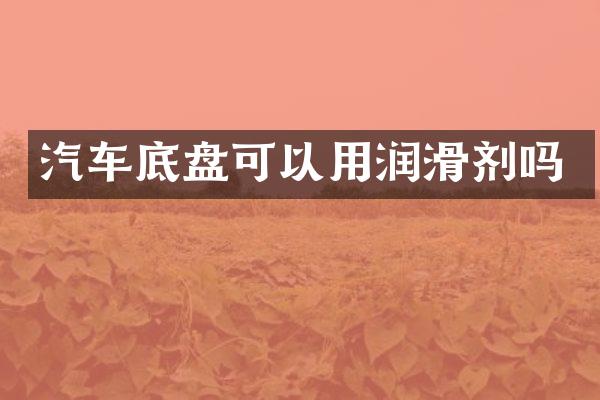 汽车底盘可以用润滑剂吗