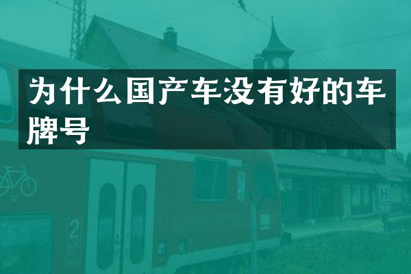 为什么国产车没有好的车牌号