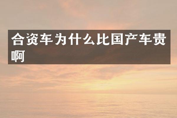 合资车为什么比国产车贵啊