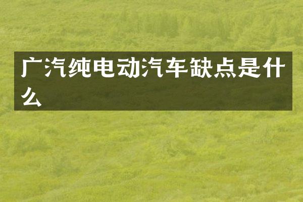 广汽纯电动汽车缺点是什么