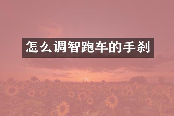 怎么调智跑车的手刹