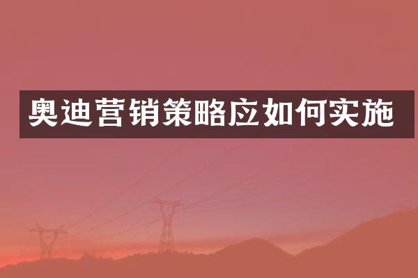 奥迪营销策略应如何实施
