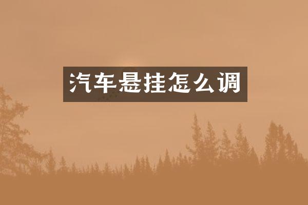 汽车悬挂怎么调
