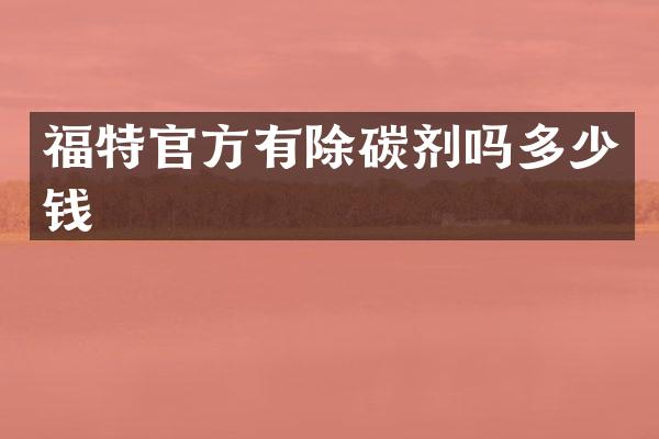 福特官方有除碳剂吗多少钱