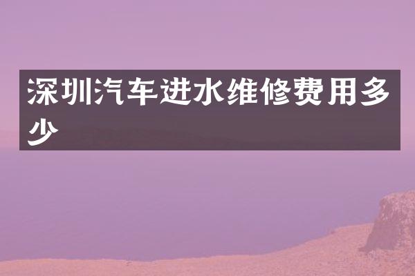 深圳汽车进水维修费用多少