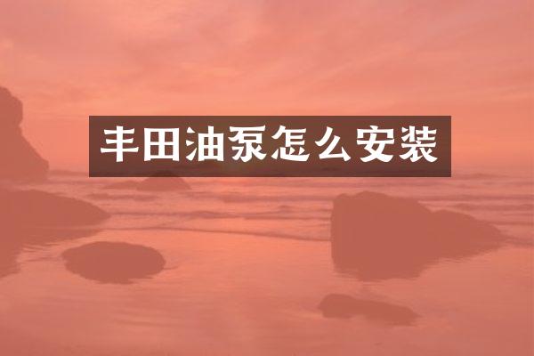 丰田油泵怎么安装