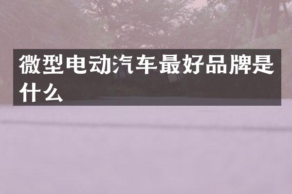 微型电动汽车最好品牌是什么