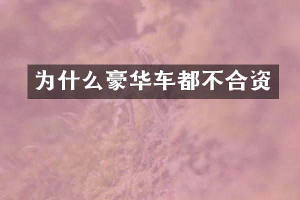 为什么豪华车都不合资
