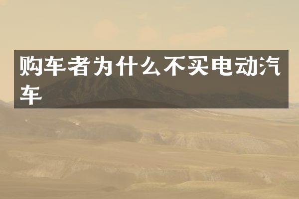 购车者为什么不买电动汽车