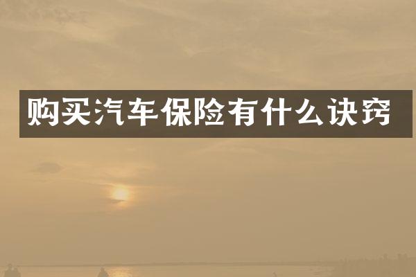 购买汽车保险有什么诀窍