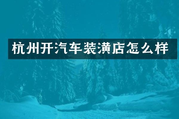 杭州开汽车装潢店怎么样