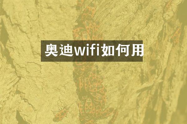 奥迪wifi如何用