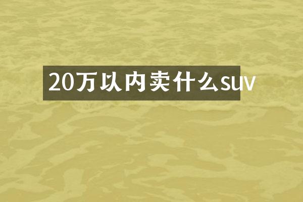 20万以内卖什么suv