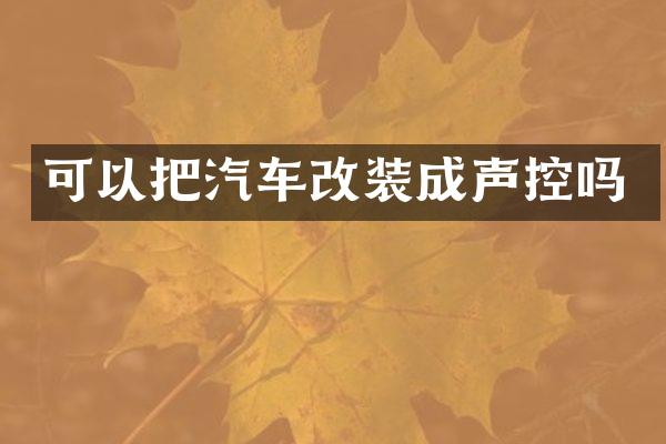 可以把汽车改装成声控吗